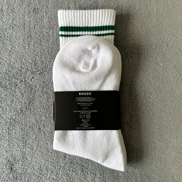 Signature cotton-poly sport sock with RHUDE Script logo in-between two stripes - Picture 2 of 4